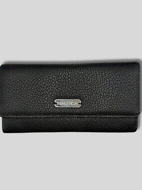Nautica Women’s Trifold Black Wallet 8” x 4.5” ID Safe RFID Protection